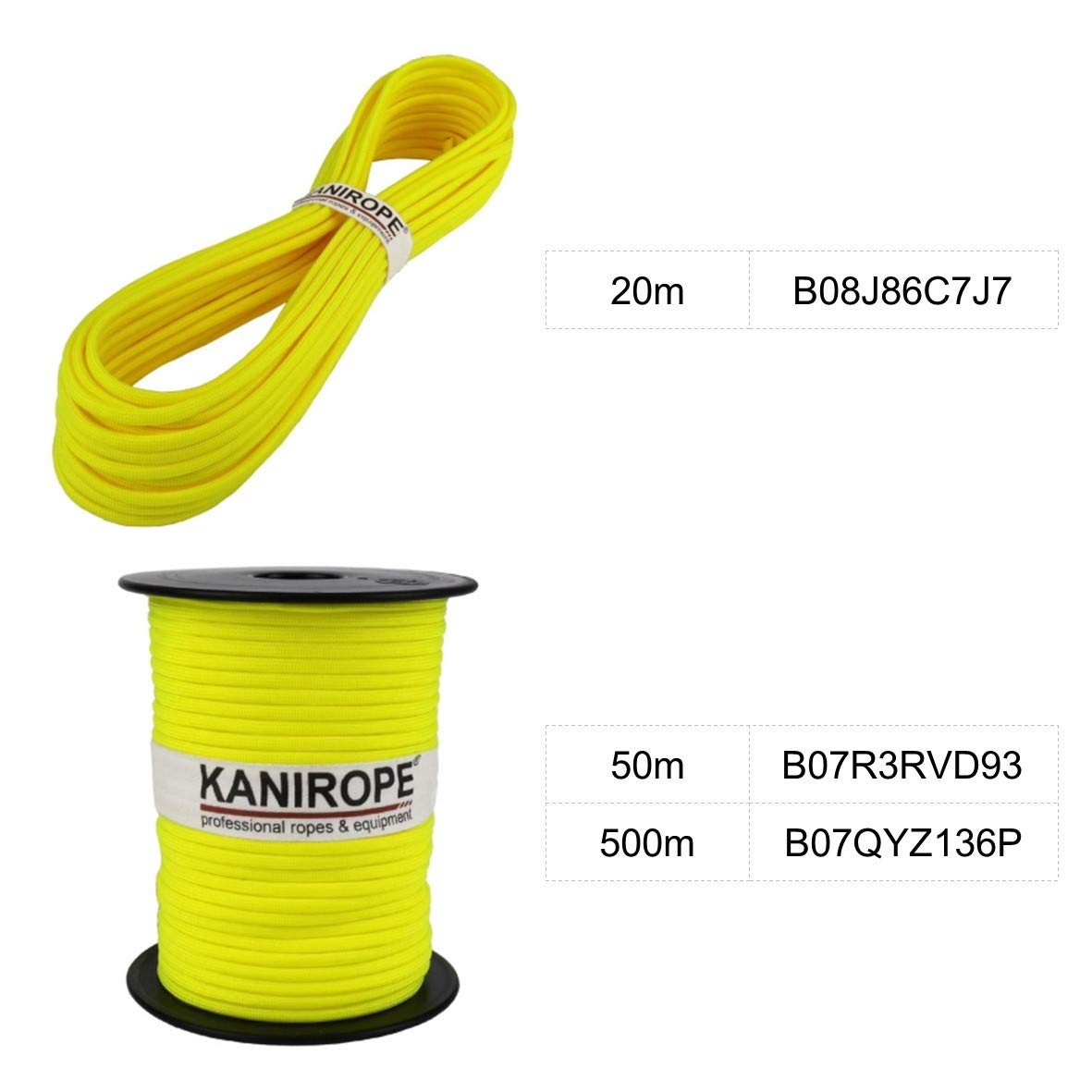Kanirope® Paracord XPRO ø3,8 mm 50 m żółty neonowy 32-krotnie pleciony