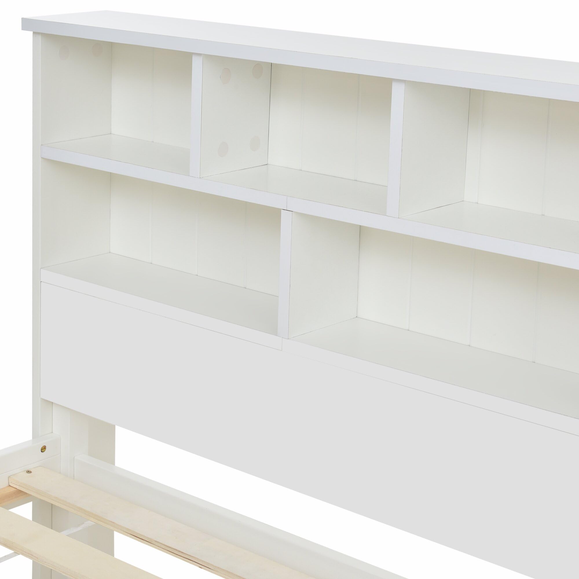 TIZZ Letto matrimoniale in legno massello con cassetti e rete a doghe, per ragazzi e adulti, bianco (140 x 200 cm)