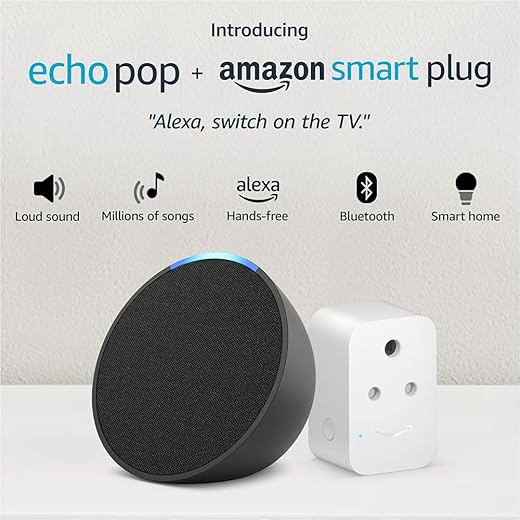 Echo Pop (Black) Smart Home combo with Amazon Smart Plug