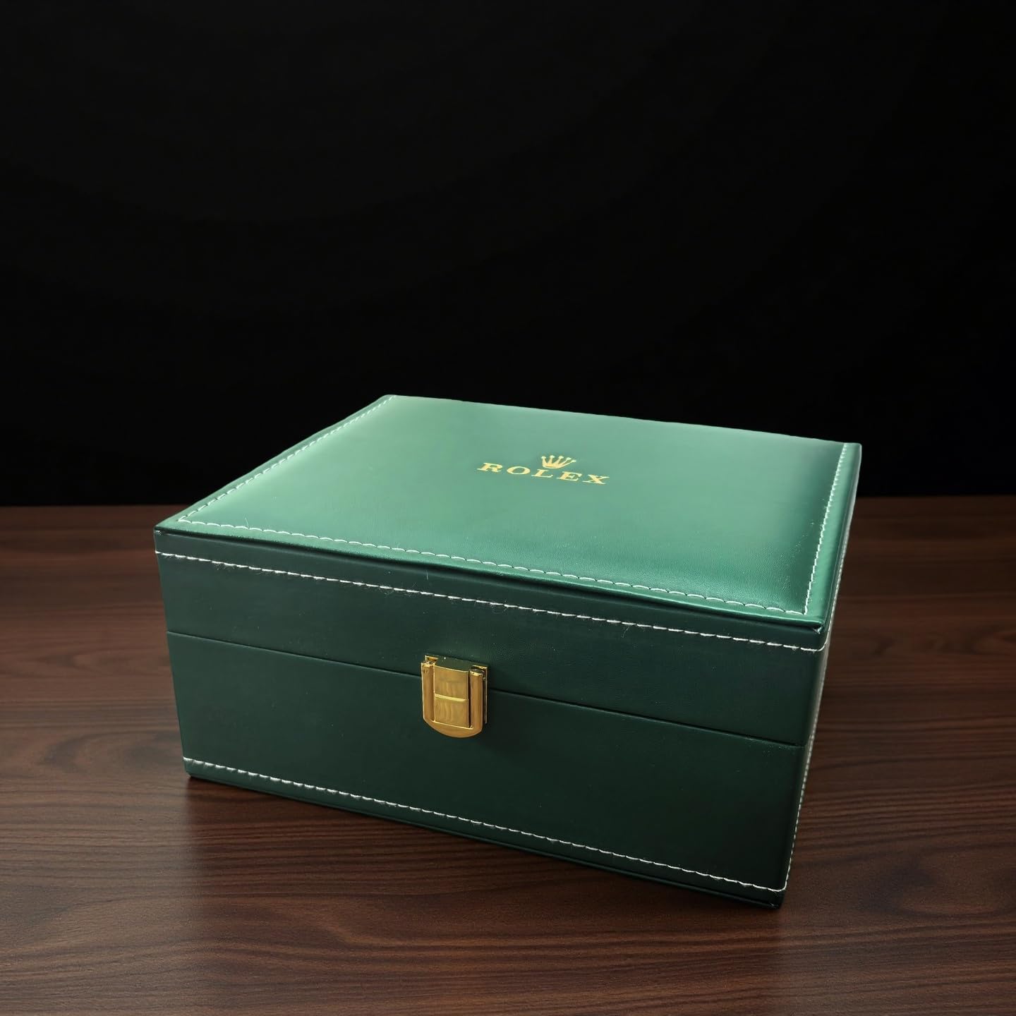 Estuche Soporte de Reloj Acabado de Cuero Verde Marco de Madera Maciza Caja de Reloj para Rolex GMT