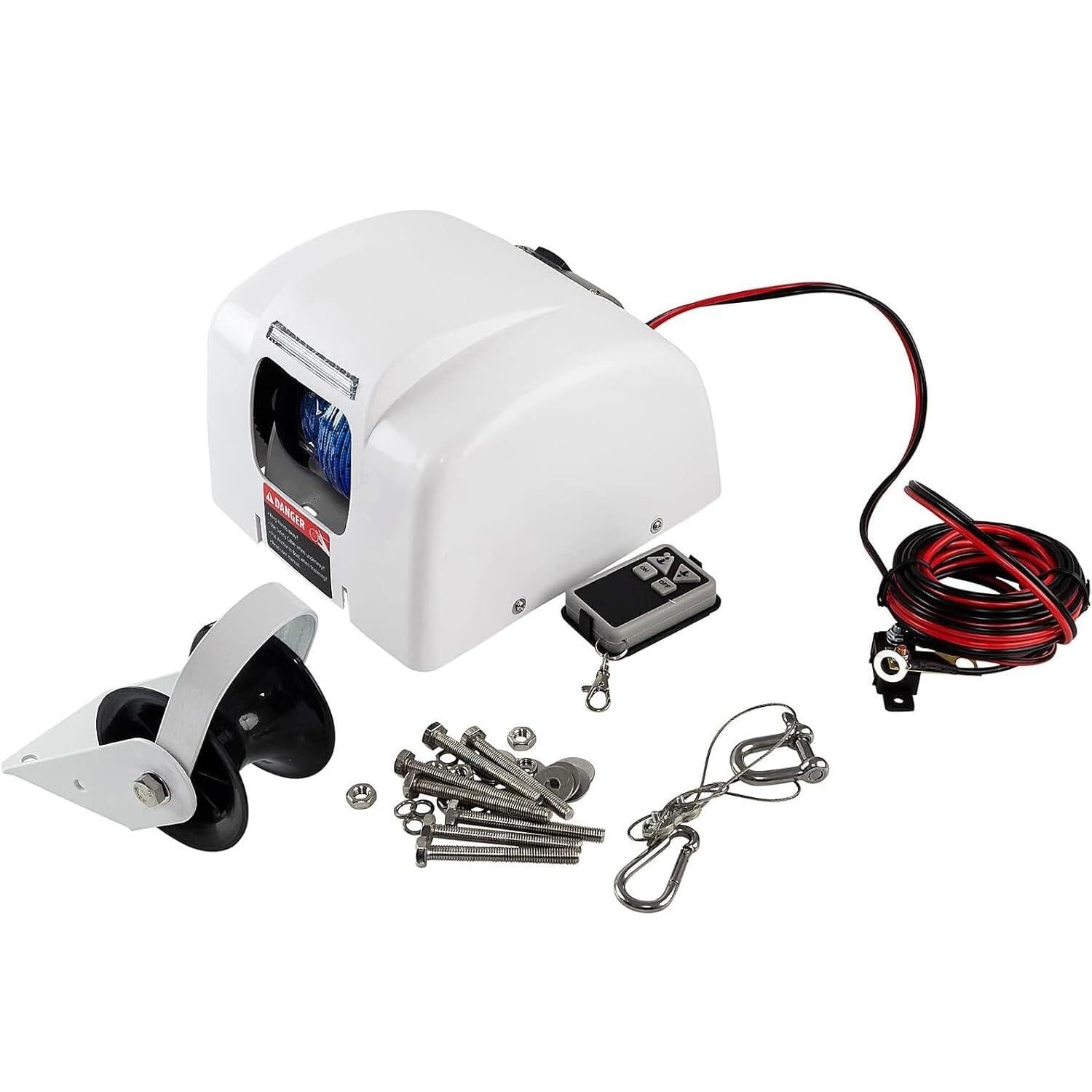 HEQIM Electric Anchor Winch, Heavy Duty Pulling Winch, Marine Electric Windlass 40 lbs, 12v Saltwater Marine Windlass kit with Remote Control and 100ft pre-spooled Anchor Rope