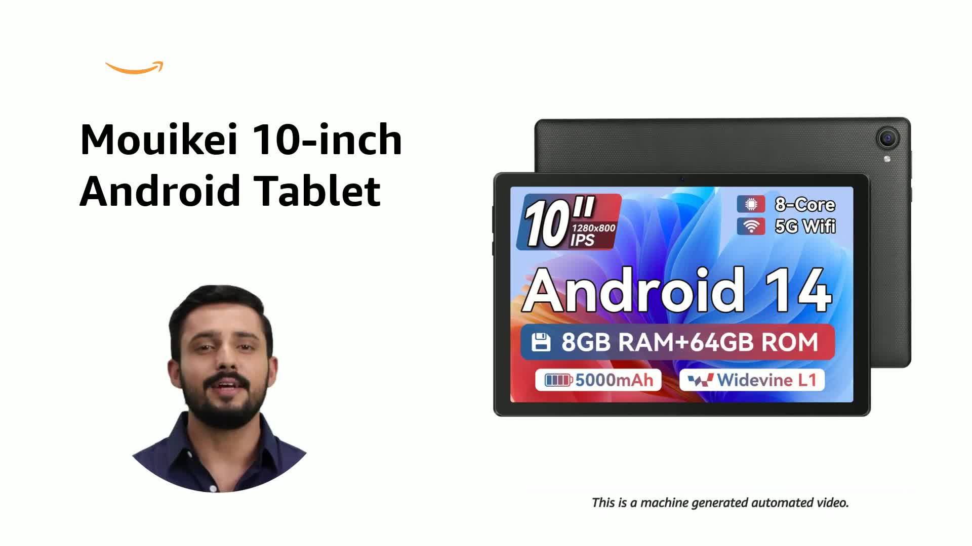 Mouikei Android 14 Tablet, 10 Inch Tablet Octa-Core 8GB(3GB RAM+