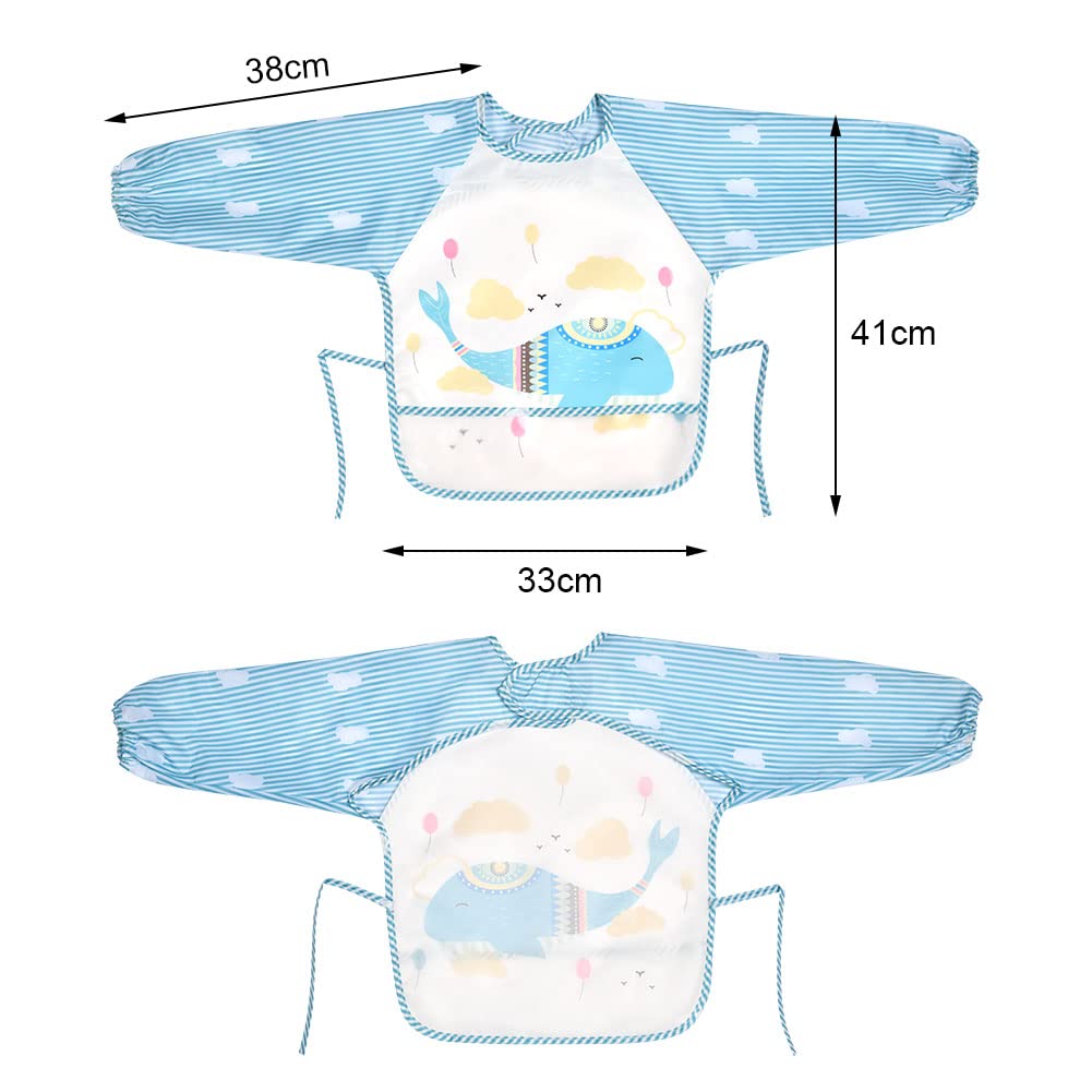 Vicloon Bavaglini con Maniche Impermeabile per Bambini, Set di 3 Bavaglini Pappa Svezzamento Bavaglino a Manica Lunga Grembiule Pappa, Grembiule per Gioco/Pittura e Mangiare da Bambini 6 Mesi a 3 Anni