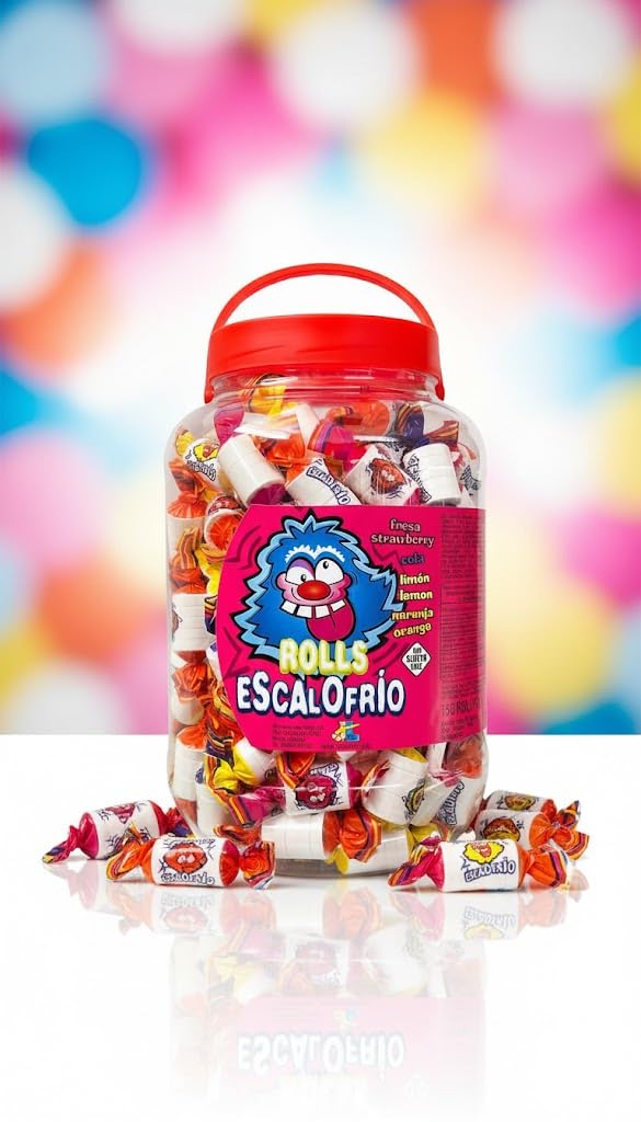 iChuches | Escalofríos Rollo Caramelo Envuelto – Tarro Reutilizable 150 Unidades | Golosinas Intensidad Extra