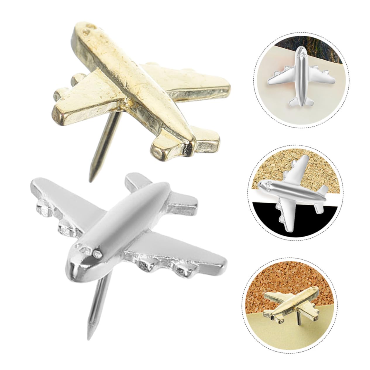 Juego de 4 Chinchetas Decorativas de Metal para Tablón de Anuncios Chinchetas de Avión para Pared Mapas Decorativas Papelería de Oficina Unidades X 4