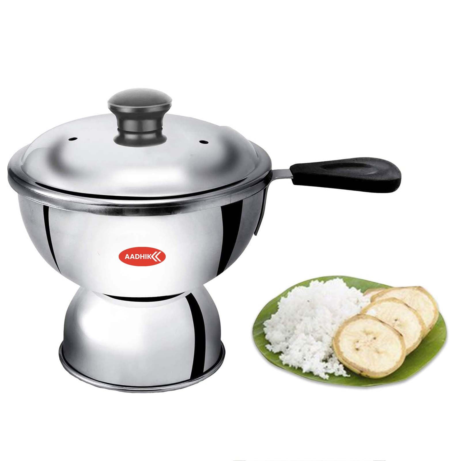 AADHIK Chiratta Puttu Maker with Handle Use with Pressure Cooker Puttu Kutti Puttu Steamer Silver, Make in India-image-35