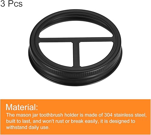 Miniatura 3 de uxcell Mason Jar - Tapa para cepillo de dientes, 3 piezas, acero inoxidable 304, boca ancha, accesorios de baño para 2 cepillos de dientes y pasta