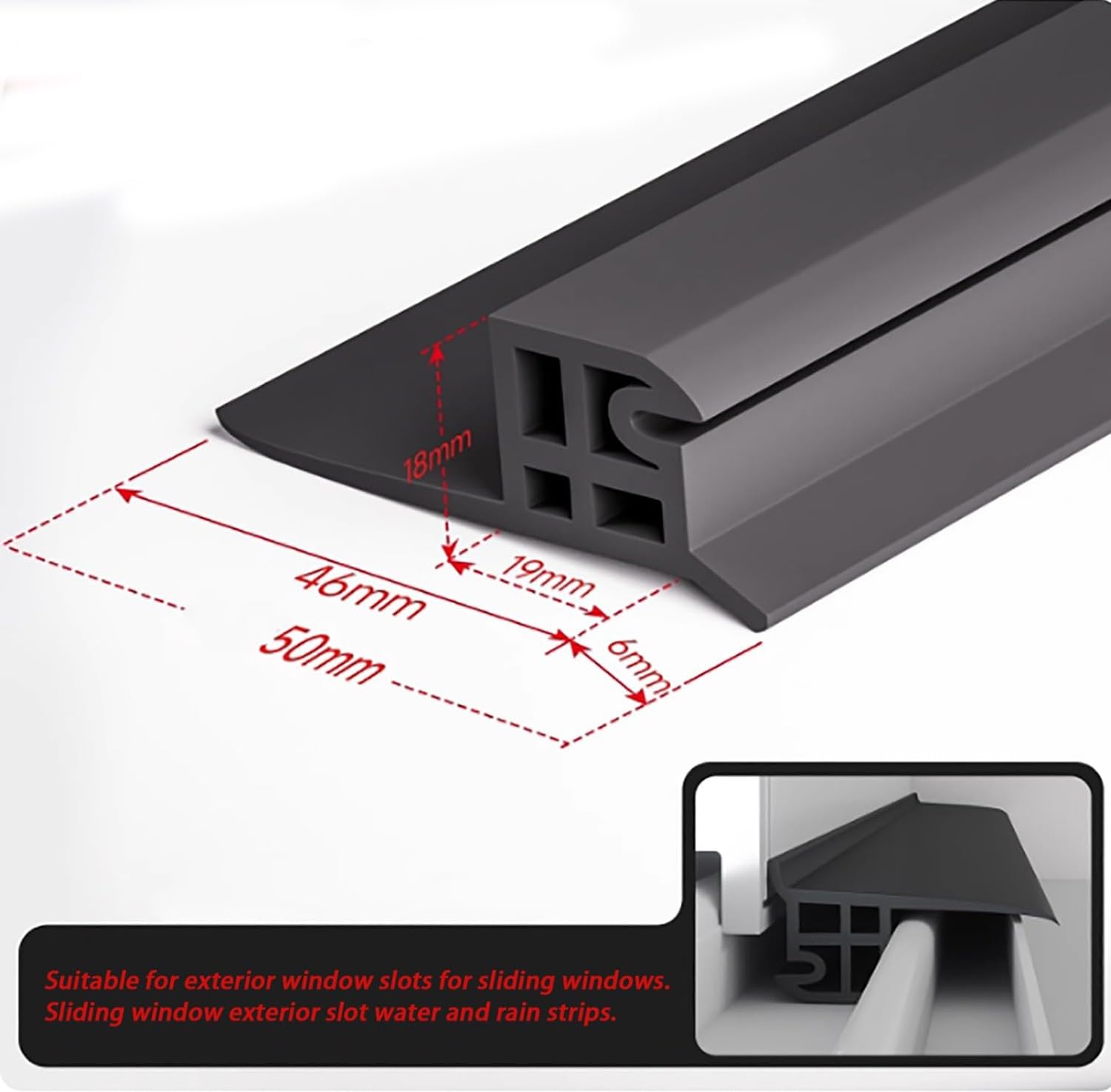 BLUEZY Protector De Lluvia para Ventana Corredera, Barrera De Sellado contra La Intemperie De 18 Mm, Evita El Reflujo De Agua De Lluvia, Barrera De Agua para Alféizar Exterior 200cm