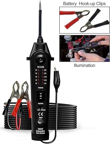 Miniatura 6 de ALLOSUN - Probador de circuito eléctrico automotriz DC 2-24V EM287, dispositivo de prueba de diagnóstico de sistema eléctrico, color negro