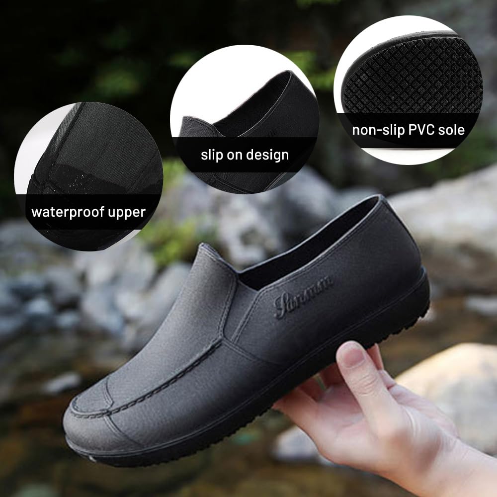 Rojeam Chef Shoes Men Lightweight Kitchen Shoes Women Work Shoes Waterproof Garden Hospital Restaurant Food Service Shoes, Grey, 8 US