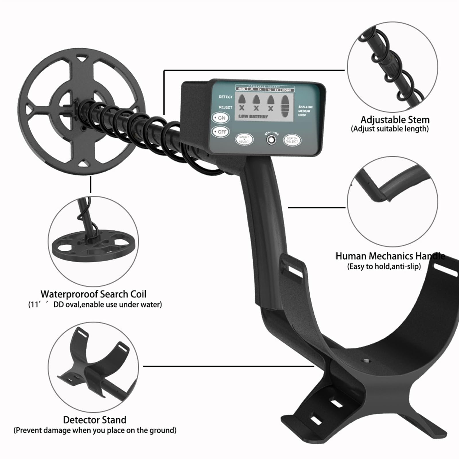 Schatz Metall Detektor Professionelle Hohe Sensible Unterirdischen Pinpointing Einstellbare Tracker Wasserdicht IP68 zur Goldsuche