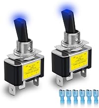 2 x Rocker Switch 12V 30A SPST 3 Terminals 2 Position Rocker Switch Blue Light