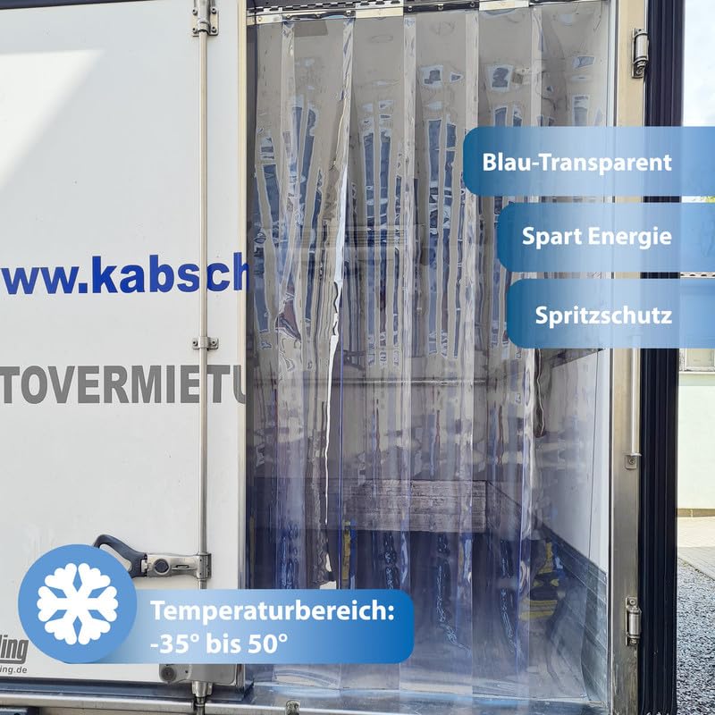 PVC Streifenvorhang 3x300mm KühlhausTransparent Höhe 3,00m x Breite 2,75m, Lamellenvorhang mit Schallschutz bis zu 30db, umweltfreundlicher Stallvorhang, PVC Vorhang recyclebar fertig vormontiert