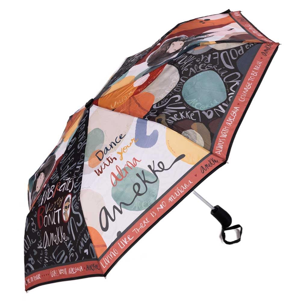Anekke | Ombrello pieghevole apertura chiusura automatica Alma | Ombrello tascabile donna design originale con motivo | Multicolore