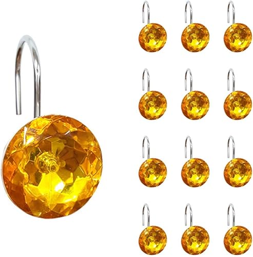 EleCharm 12 ganchos de cortina de ducha con diamantes de imitación brillantes para baño
