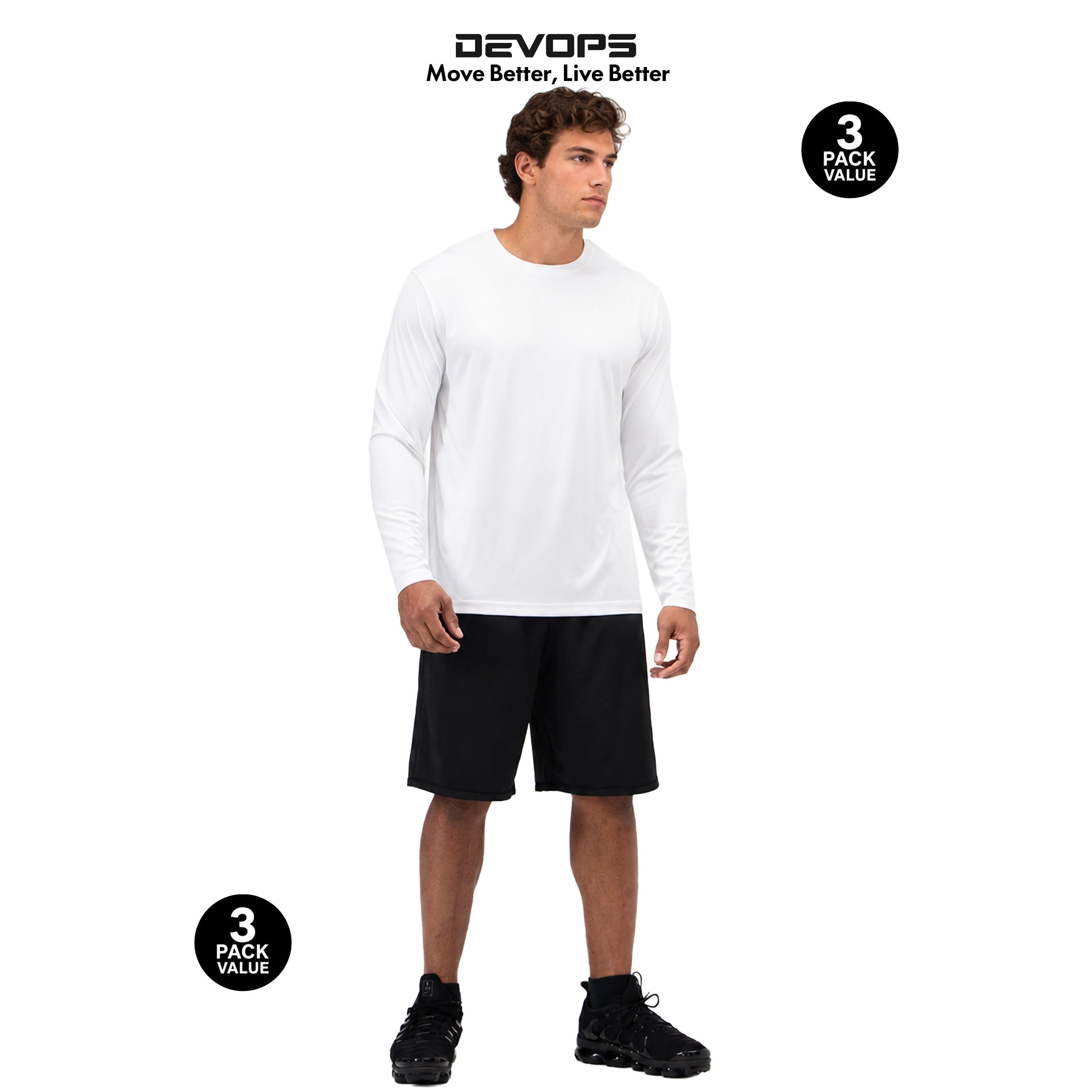 DEVOPS Paquete de 2 protección solar UPF manga larga para 50+ Dri Fit pesca senderismo correr 3 entrenamiento X-Large