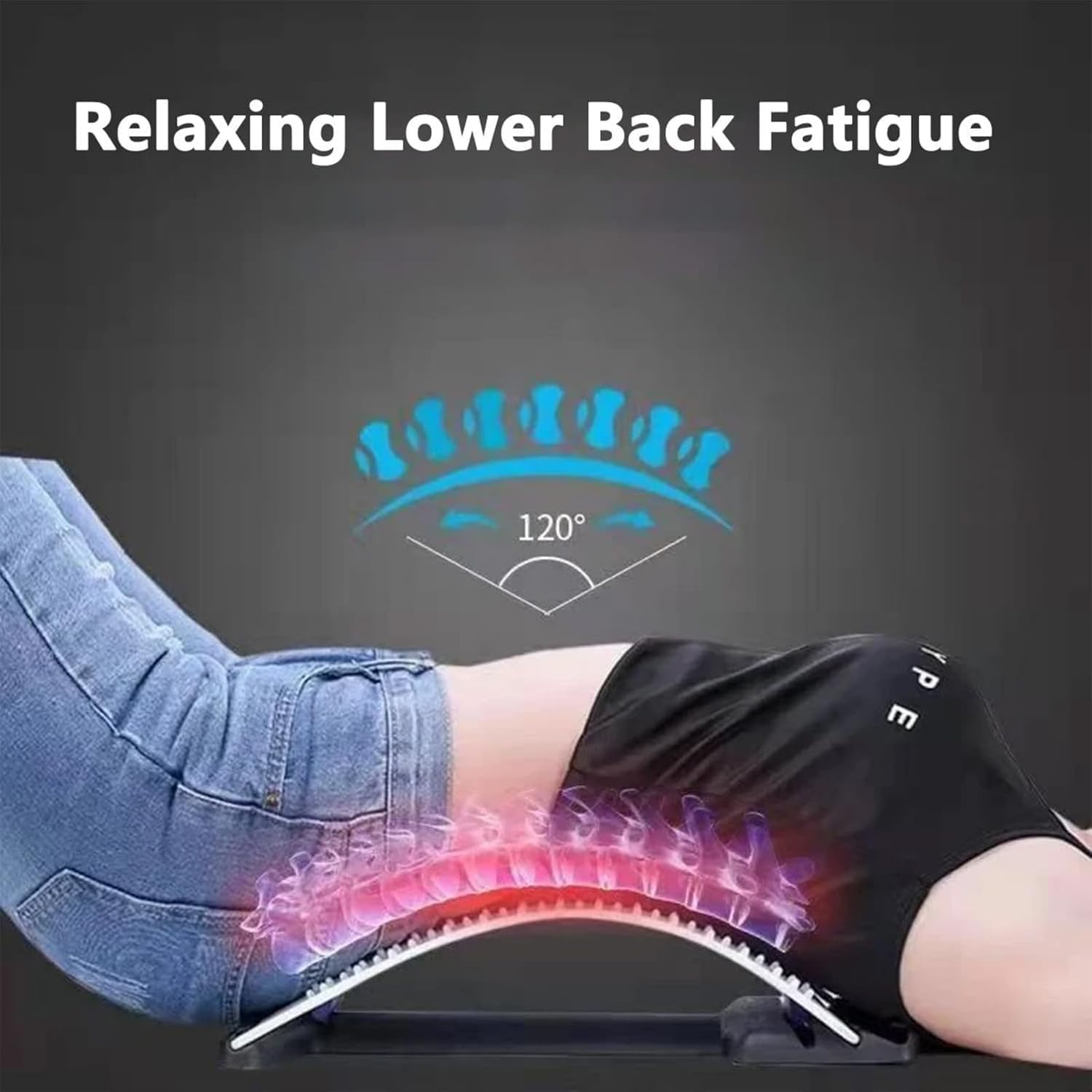 Planche de Soutien Lombaire Ajustable 4 Niveaux, Étireur Lombaire pour Posture Améliorée, Support Ergonomique Bleu