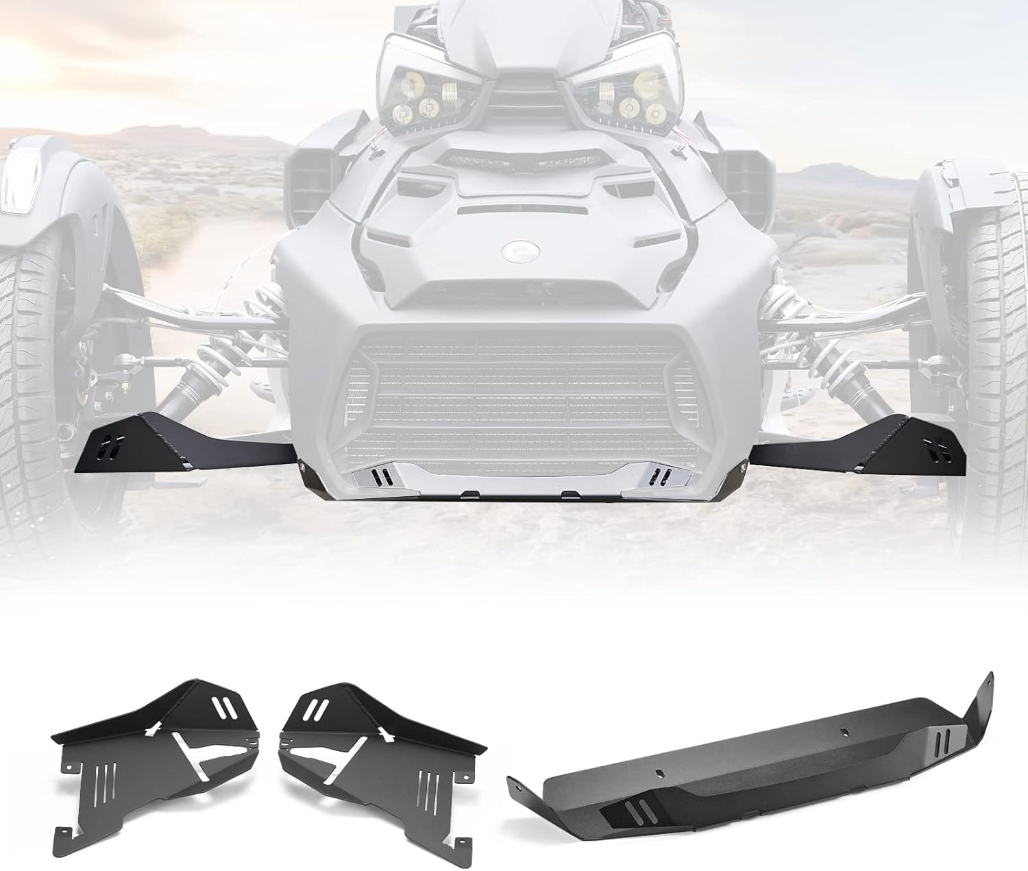A & UTV PRO Ryker Aluminum Radiator Protector Plate & Splash Guards for Can Am Ryker All Models, Front A-Arm Lower Skid Plate Protectors Accessories, Replace OEM #219400863, 219400999, Black