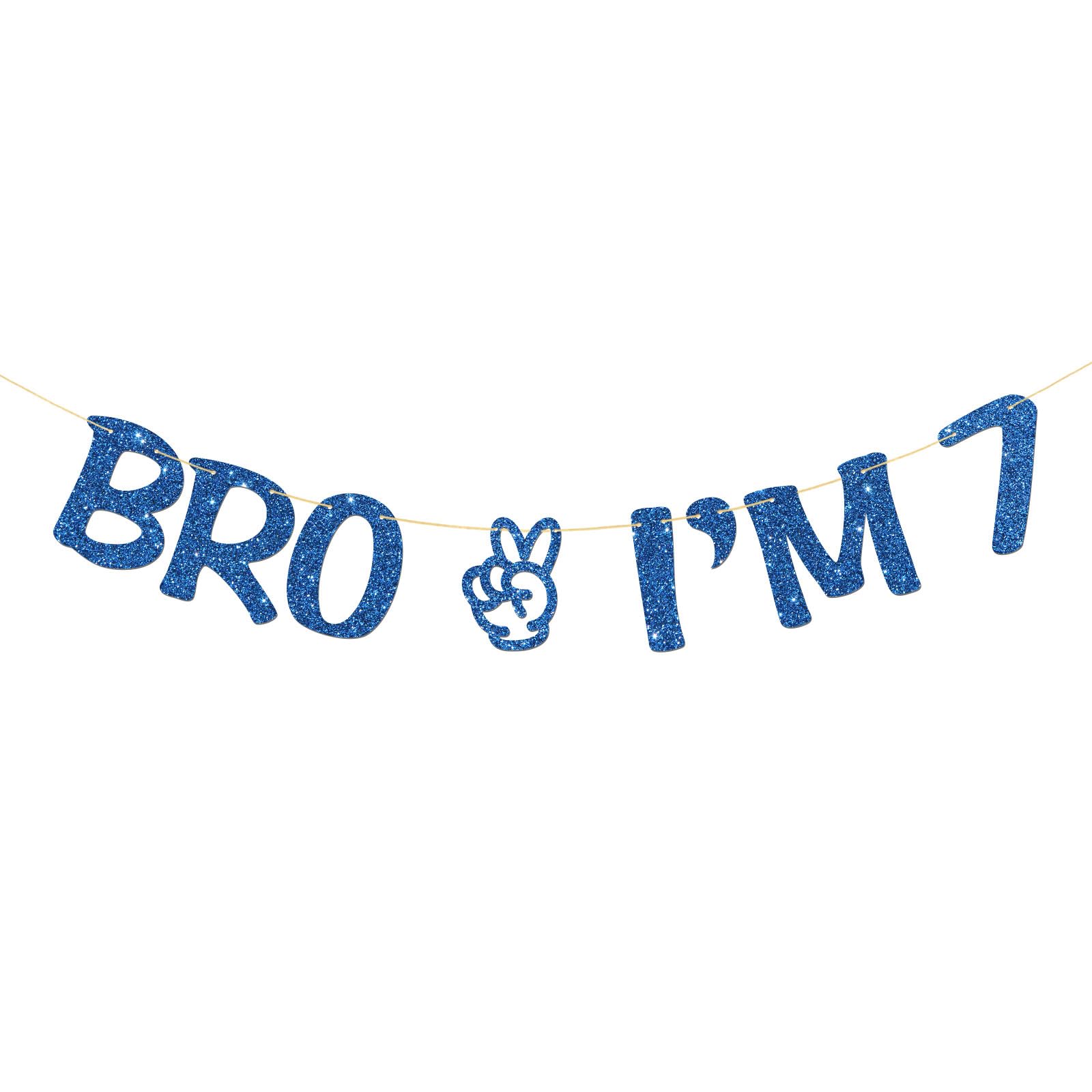 Brother I'm 7 Banner - Boy 7th Birthday Party Supplies - Seven Years Old - Big Brother 7th Birthday Party Decoration - Glitter Blue