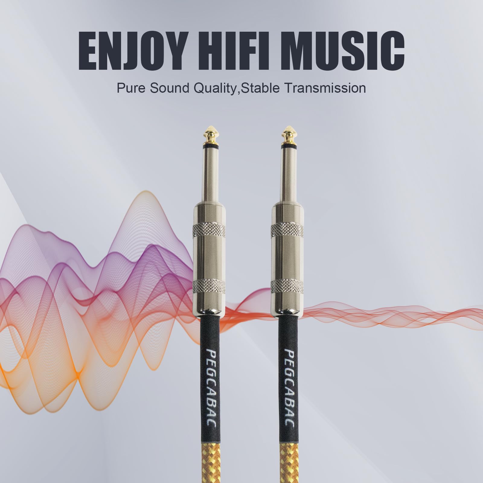 Cavo per strumenti TS da 6,1 cm, confezione da 2, jack maschio dritto da 6,35 mm, cavo di interconnessione audio stereo per chitarra elettrica, basso, tastiera, mixer, amplificatore