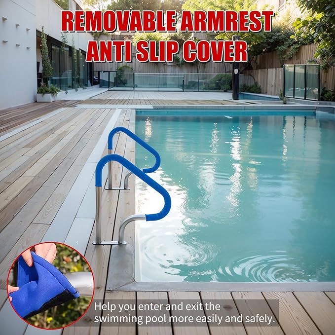 Barandal para piscina 55x32 pulg acero inox miniatura 7