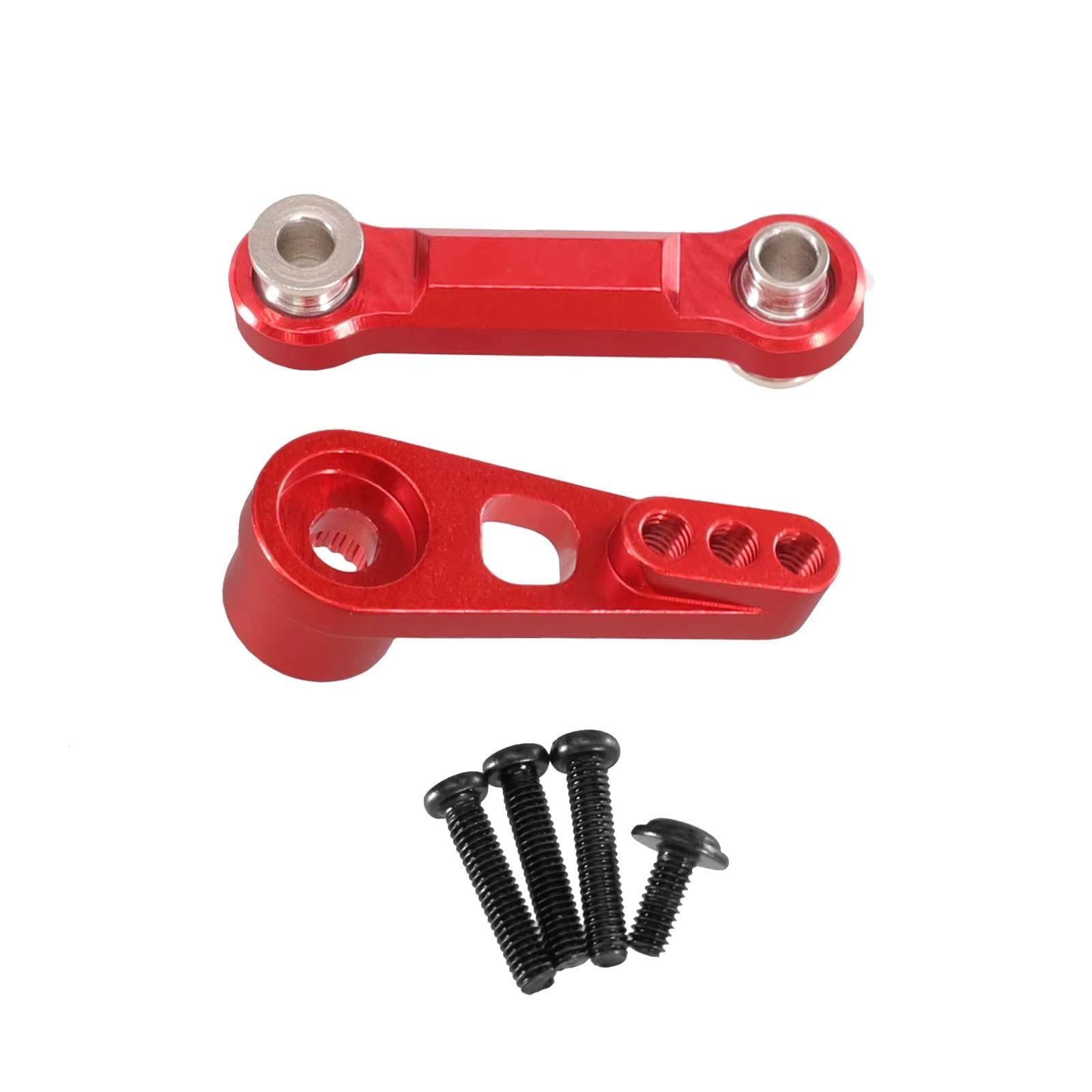 RC Car Accessories for WLtoys K929 A959 A979 K929 A959-B 1/18 Metal 25T Steering Servo Horn Arm + Metal Servo Rudder Rod RC Car Upgrade Parts Replacement(Red)