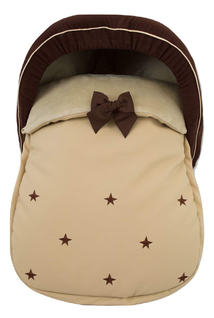 Copertina, sacco coperta o rivestimento universale con cappuccio per gruppo 0 o maxi cosi. Modello Sydney. Vari colori disponibili (Camel/Cioccolata)