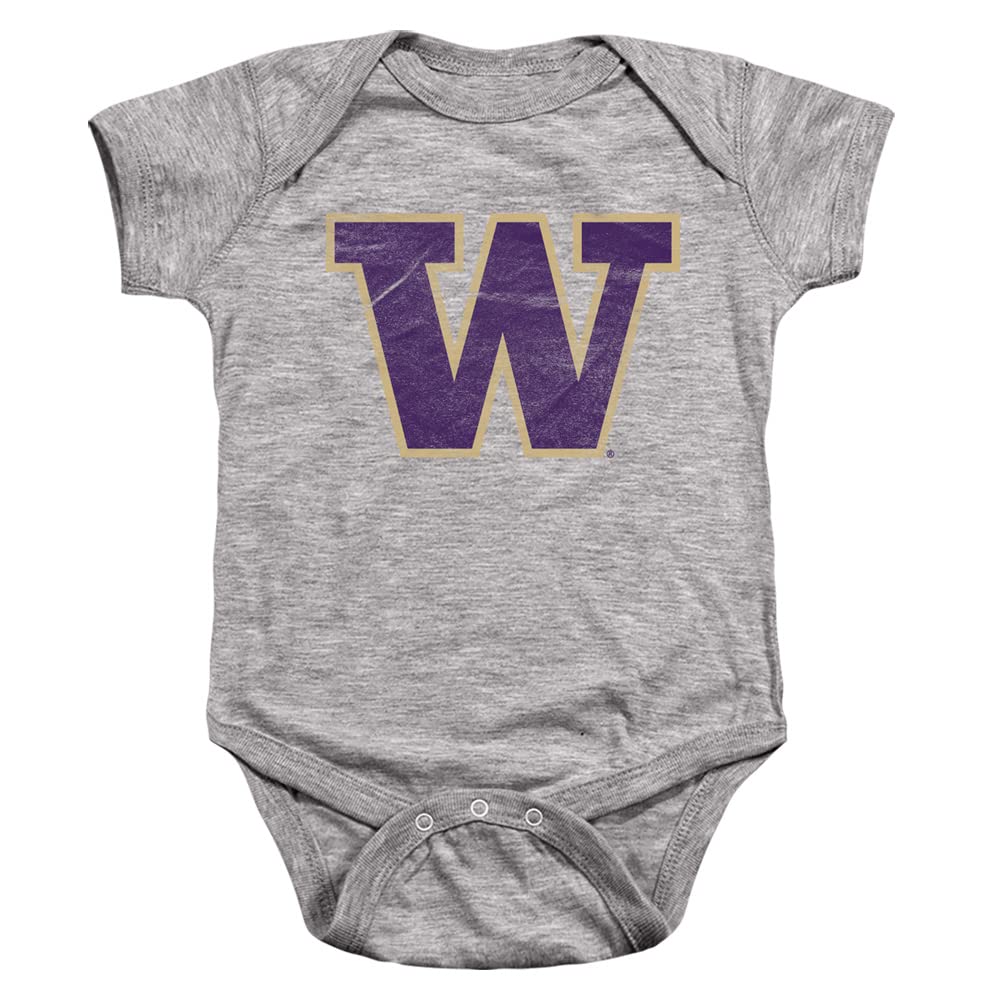 University of Washington Official Distressed Primary Logo Unisex Infant Snap Suit for Baby,Athletic Heather, 6 Months