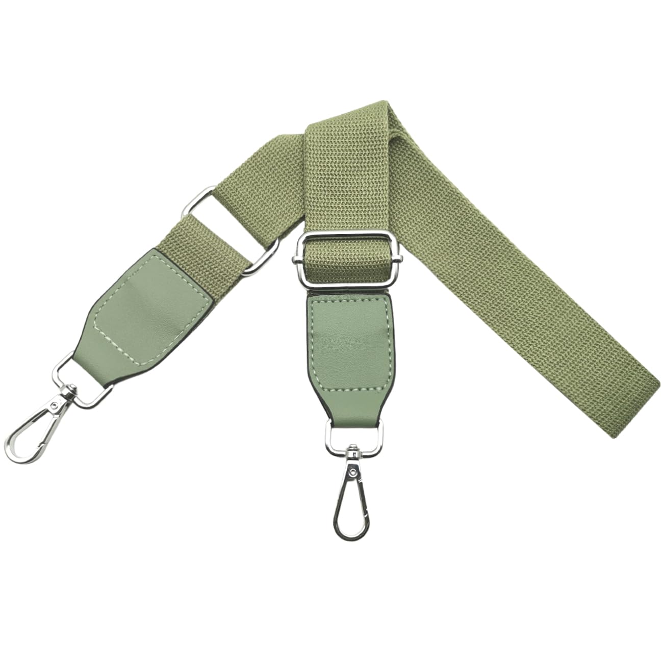 Verstellbarer Schultergurt für Taschen Taschengurte zum Wechseln Handtaschengurte Breit 3.8 cm mit Silber Karabiner Schulterriemen Leder für Umhängetasche Damen, Handtasche, Matcha grün, Q2-17