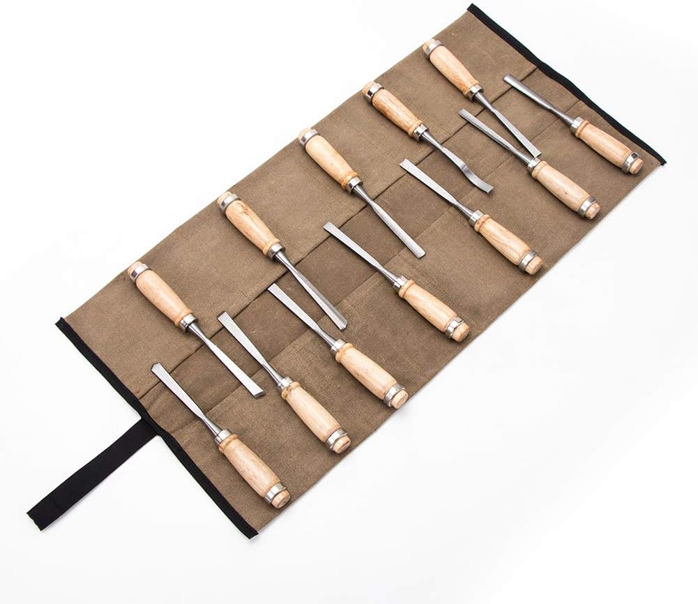 Super Tool Roll Bag, Waxed Canvas Tool Pouch, MultiPurpose Woodworking