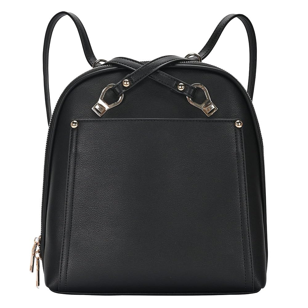 MMS Brands Miztique The Daisy Convertible Backpack Purse for Women (Black) | Soft Vegan Leather Shoulder Strap Bag or Convertible Backpack | 10.5in x