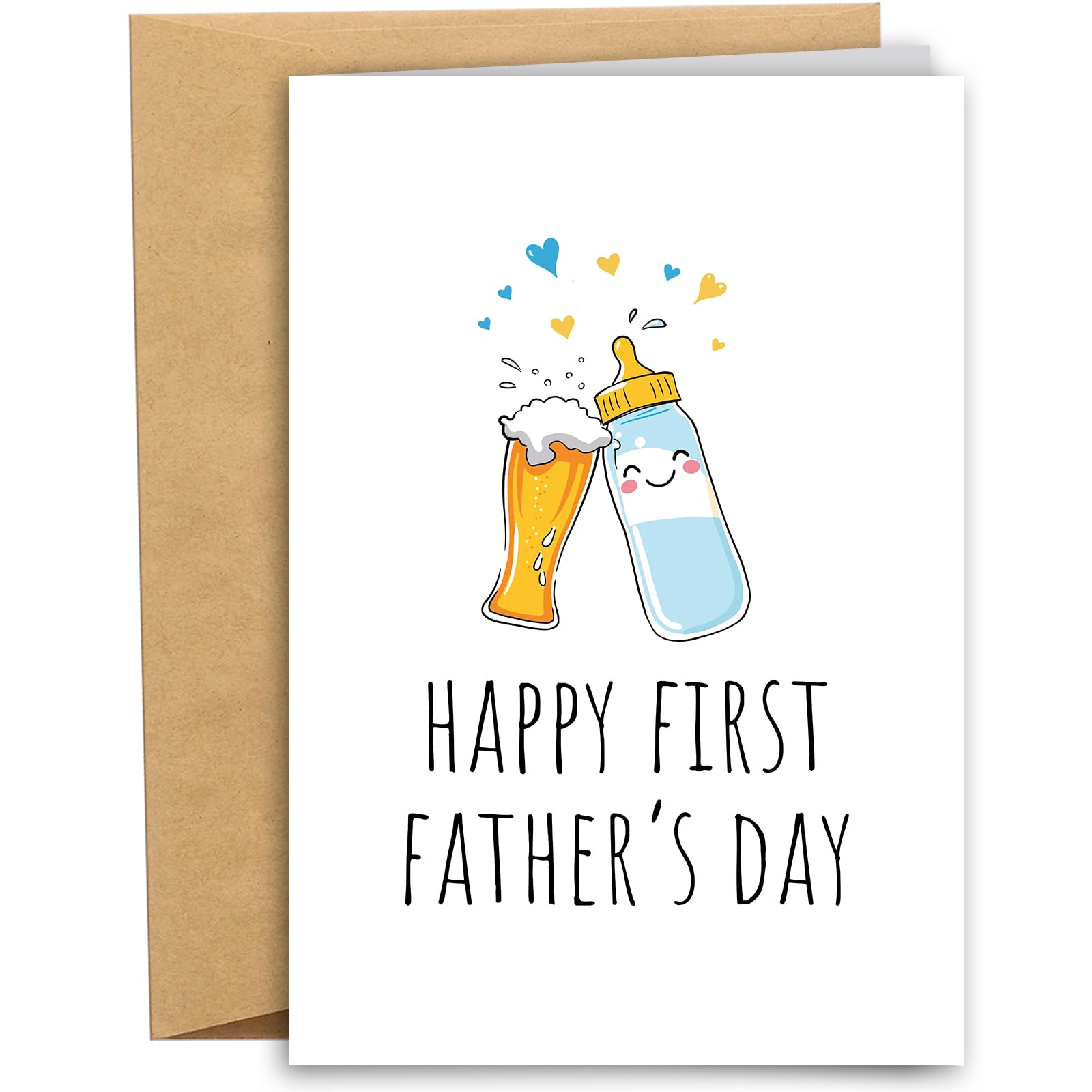 RYYike Happy First Father's Day Card for New Dad, Cute 1st Father's Day Card from Baby Boy Girl