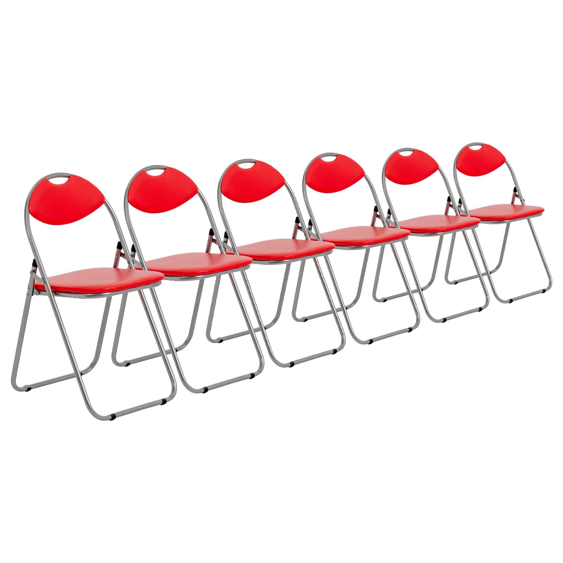 Harbour Housewares Padded Folding Chair Red - 6 Pack - Metal Frame Seat with Cushioned Backrest Easy Store Compact Design Durable Office, Dining, Bedroom or Event Seating Max Load 114kg โ image 1