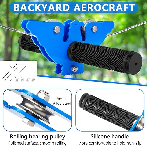 Miniatura 2 de X XBEN Kit de tirolina para patio, tirolinas para niño y adulto, incluye asiento de columpio, freno, carrito de acero, equipo para patio de recreo