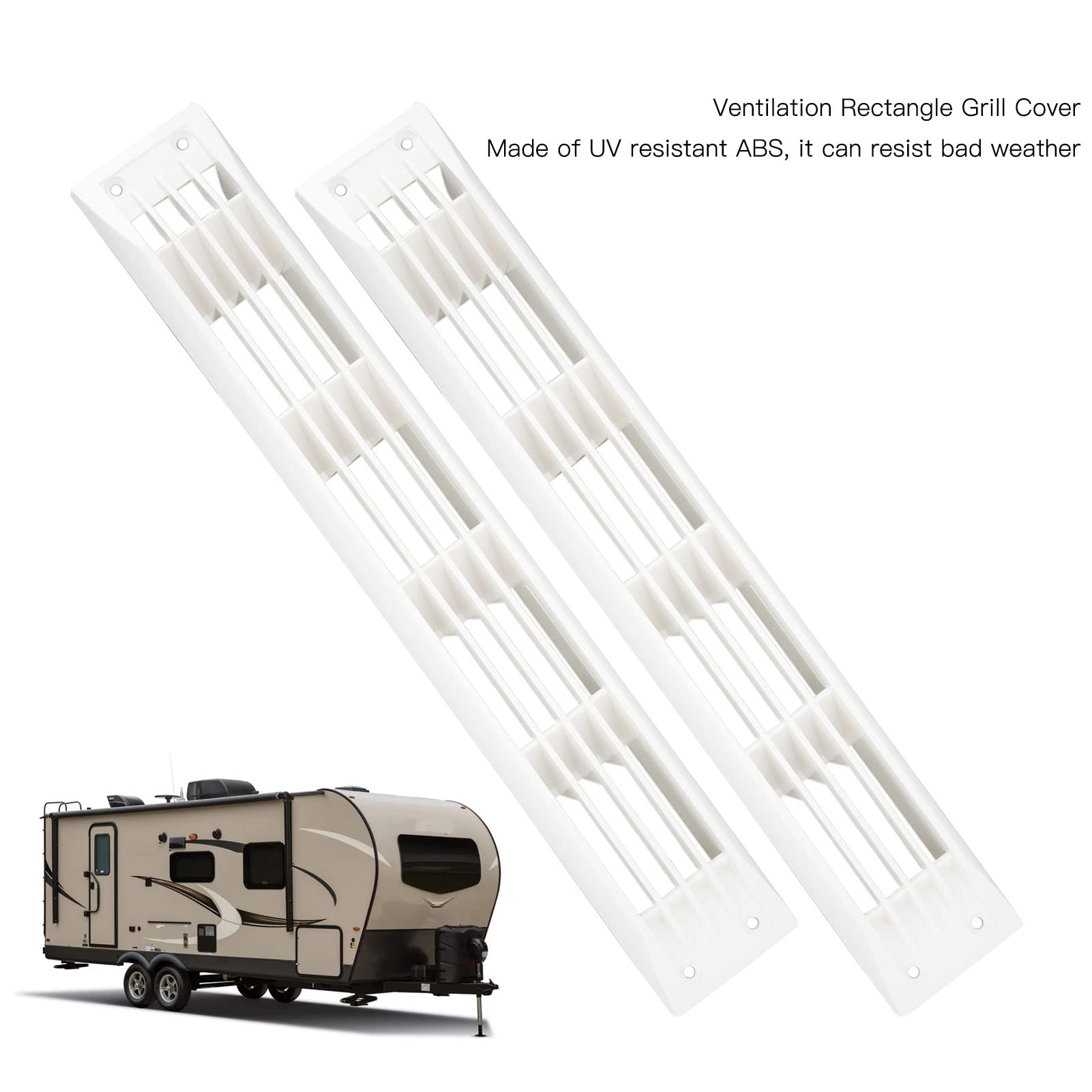 FLEXMAN 1 Paar Lüftungsschlitze, 17,71 X 2,75 Zoll ABS Belüftung, Rechteckige Grillabdeckung, Weiße Lamellengrillabdeckung für Kleiderschrank, Herd, Schuhe, Schrank, Wohnmobil