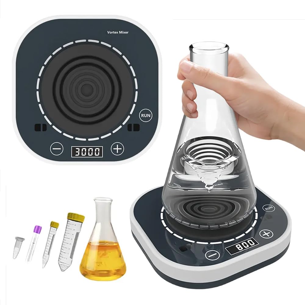 Mezclador de vórtice de laboratorio, mini agitador para mezclar frascos y tubos de ensayo, velocidad ajustable 100-3000 rpm, oscilación circular de 4 mm, pantalla LED, control táctil, luz ambiental