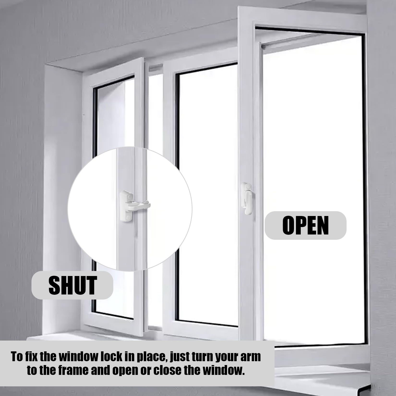 4 Pezzi Chiusura di Sicurezza per Finestra e Porta, Sash Jammer, Blocca Finestra Aperta, Serrature di Sicurezza per Finestre in uPVC, Bloccanti per Finestre in uPVC e PVC Domestica(Bianco)