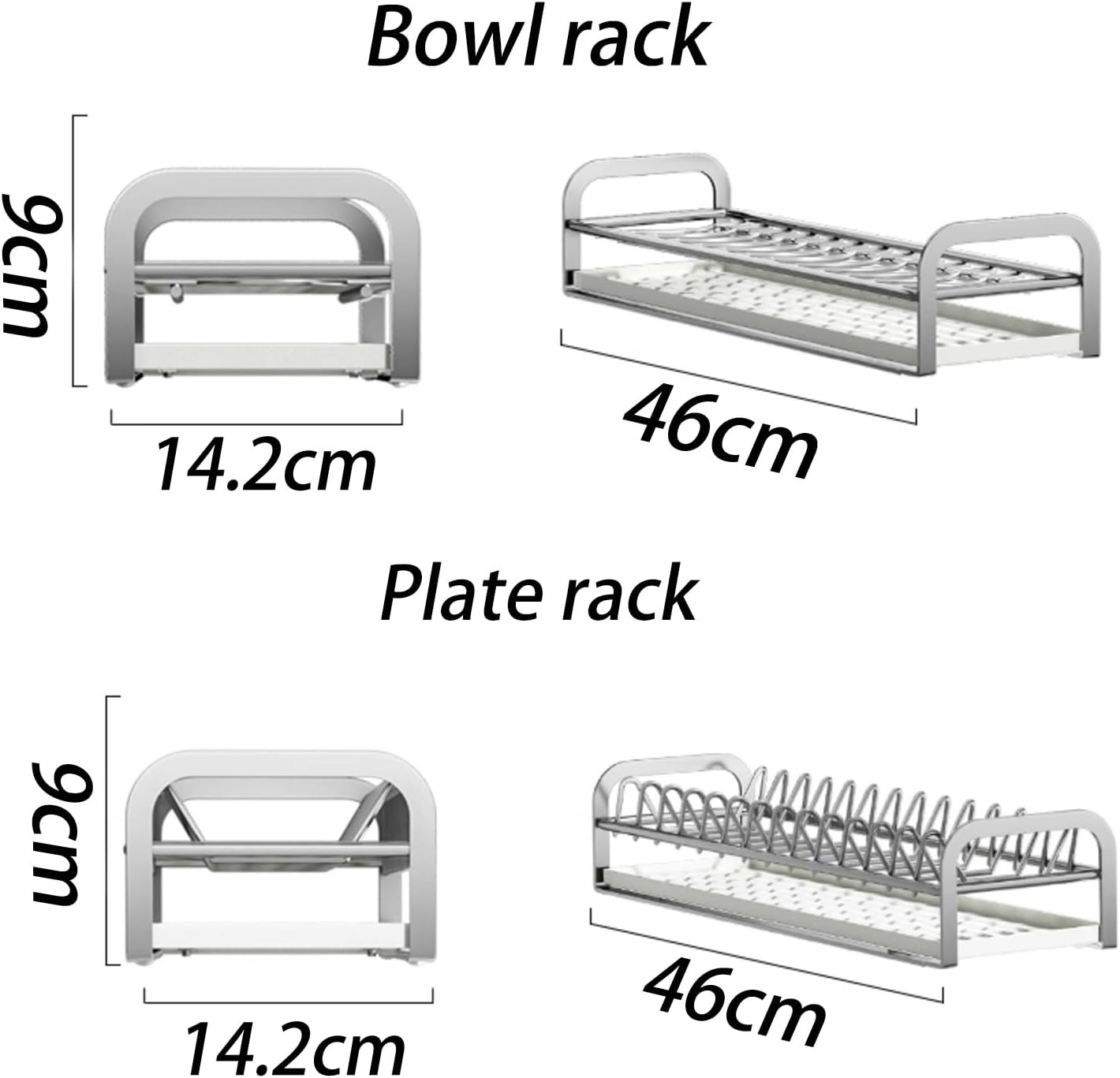 HJXGQJM Stainless Steel Kitchen Dish Drying Rack, Dish Rack Dish Drying Rack Kitchen Supplies Organizer Utensils Holder Dish Drainer Rack with Drip Tray