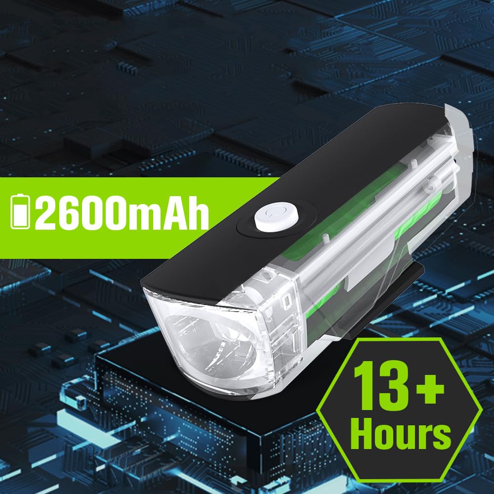 Faro Anteriore per Bicicletta con Ricarica USB, Luce Intelligente per Ciclismo, Impermeabile, Accessori per Bicicletta