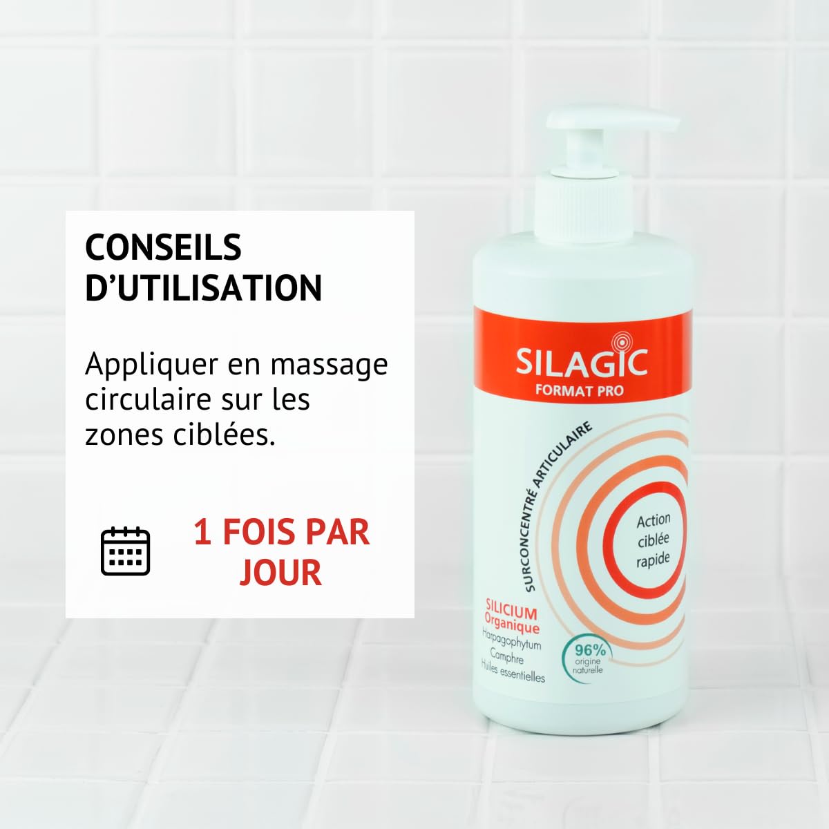 SILAGIC - Gel de Massage Chauffant Articulations & Muscles - Soulage Tensions & Raideurs - Silicium, Harpagophytum, Camphre & Huiles Essentielles - Fabriqué en France - 500 ml