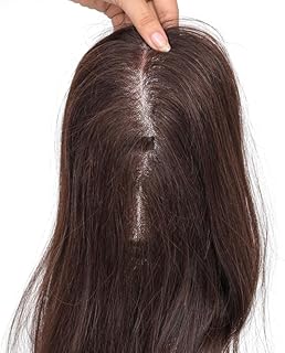 Zivanka Hair Swiss Lace Hair Topper 6" x 8"- Wavy 100% Natural Human Hair for Women, Natural Look for Everyday Use (Color...