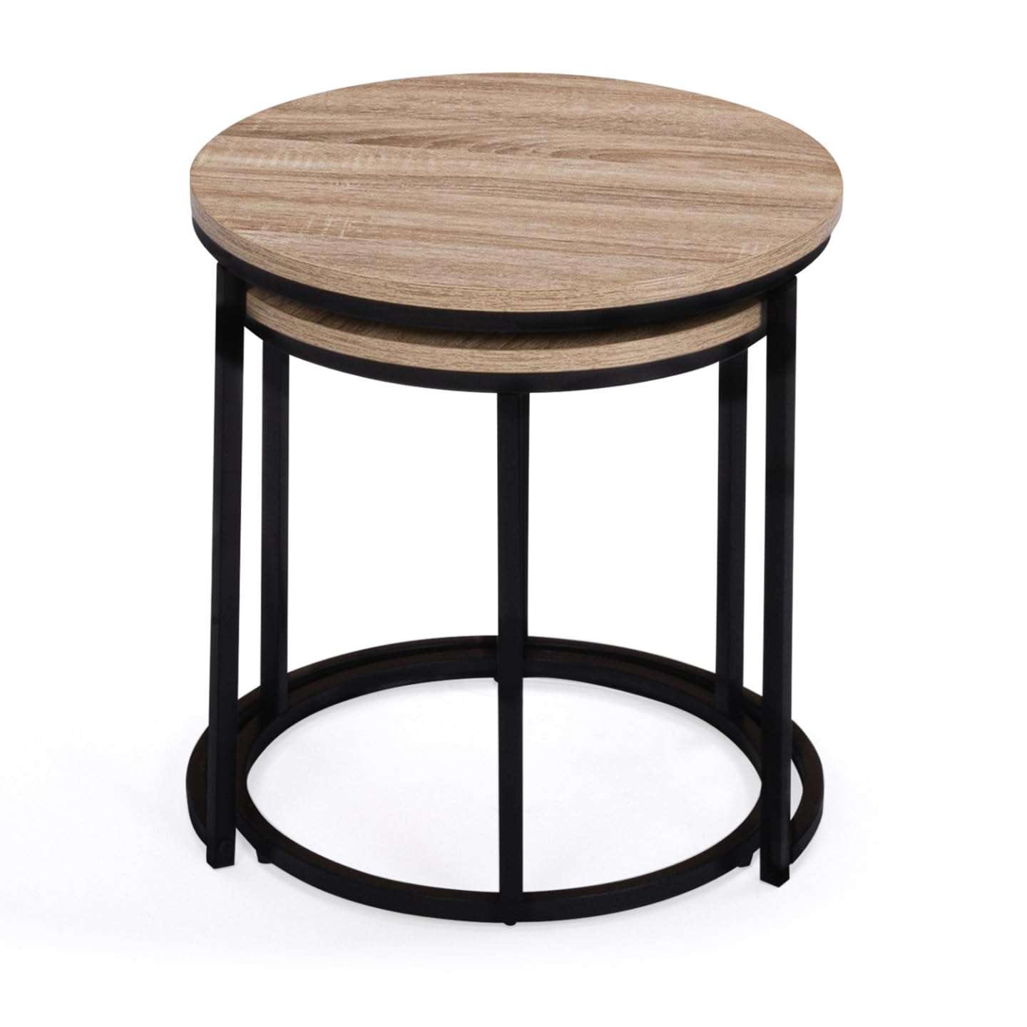 IDMarket - Lot de 2 Tables Basses gigognes Detroit Rondes 40/45 Design Industriel