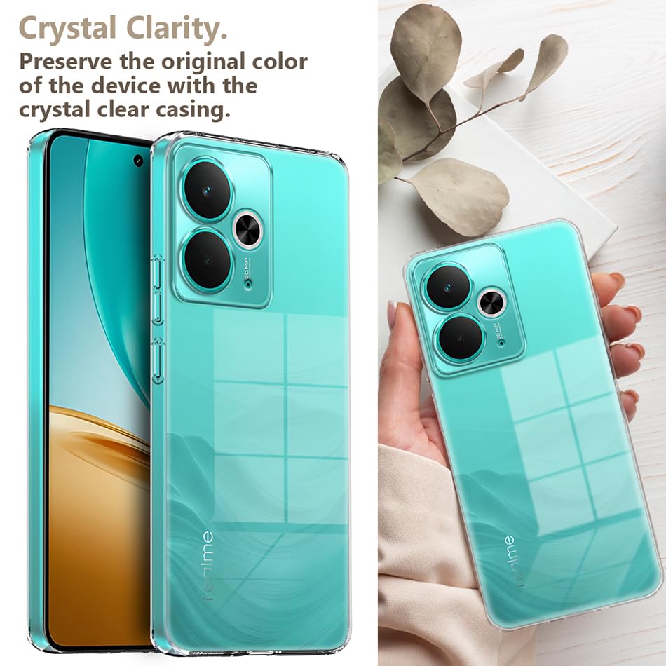 Image of Fashionury Crystal Clear Case for Realme 14T 5G | Yellowing Resistance | Transparent TPU Silicone | Raised Camera Lips | Slim Transparent Cover