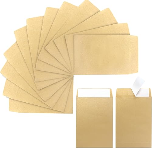 Paquete de 100 sobres de papel kraft para monedas pequeñas, 3.23 pulgadas 4.53 pulgadas, marrones, sobres de semillas totalmente sellados mini