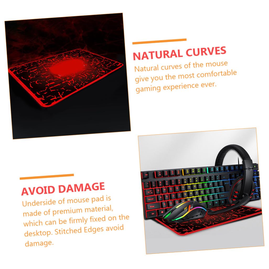 Angoily Ensemble Clavier Souris Et Casque De Jeu 4 en 1 Tapis De Souris Ergonomique Clavier pour Joueurs Accessoires Informatiques