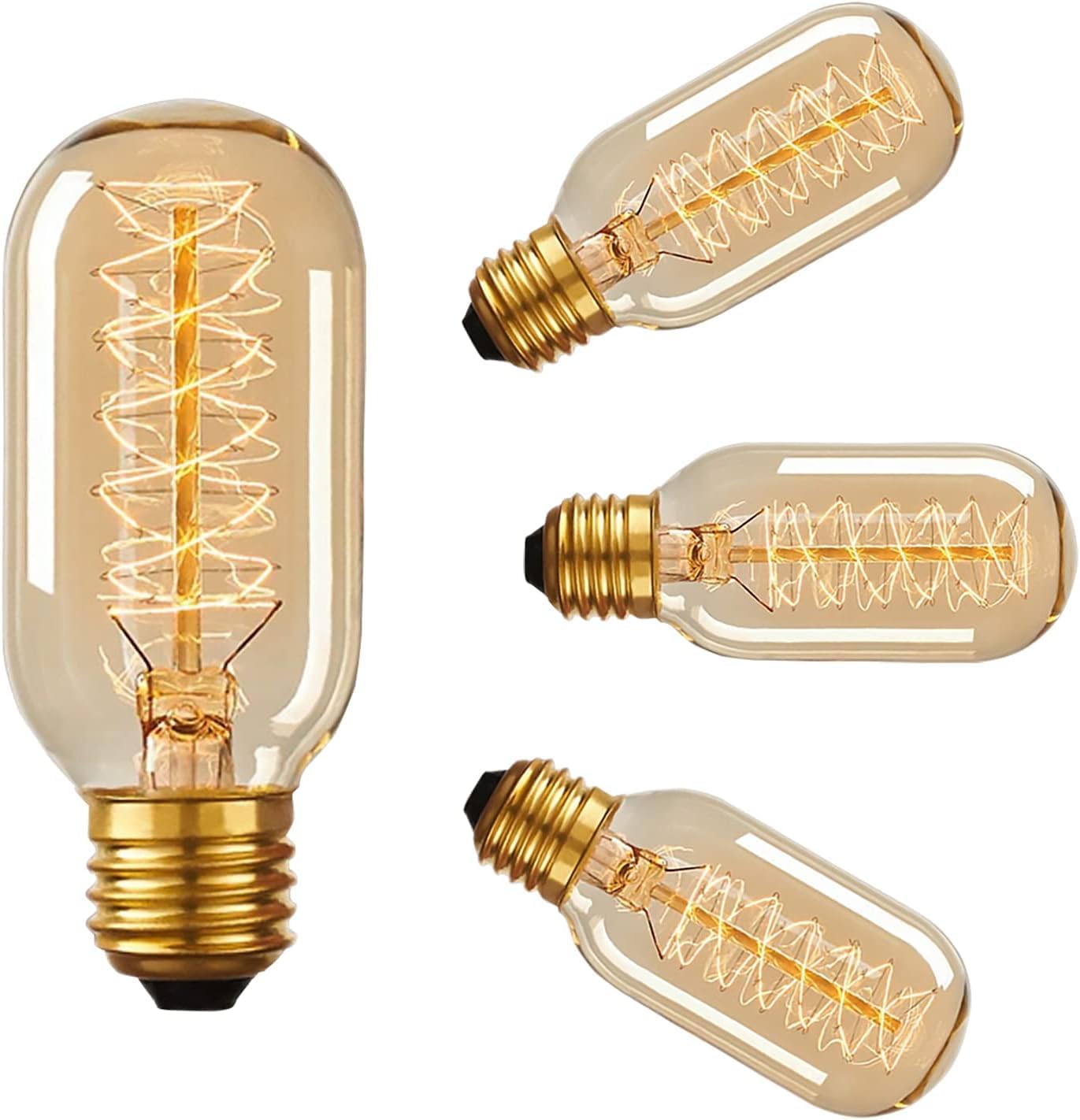 FanciBuy 4 Pack Vintage Light Bulbs, Edison Screw Bulb, Dimmable, Decorative Filament Bulb E27, T45 Tube Shaped, 230V โ image 1