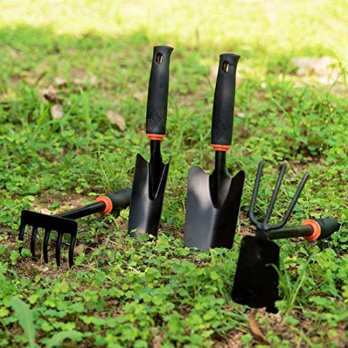 Yafei Gardening Tools Set, 7 Piece Cast- Duty Gardening Kit Includes Hand Trowel, Transplant Trowel and Cultivator Hand Rake with Soft Rubberized Non-Slip Ergonomic Handle, Garden Gifts