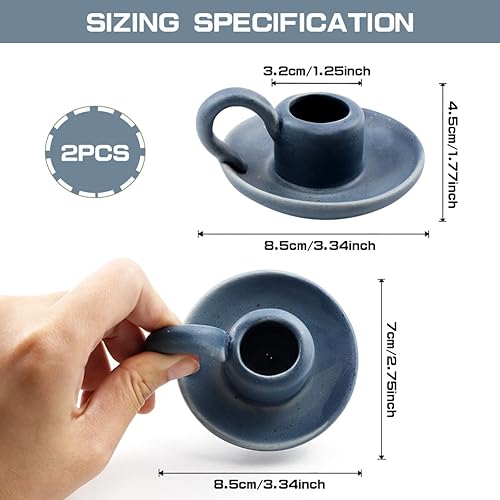 Miniatura 2 de Juego de 2 portavelas de cerámica, portavelas cónico con asa, soporte de exhibición de velas de estilo nórdico para el hogar, boda, fiesta,