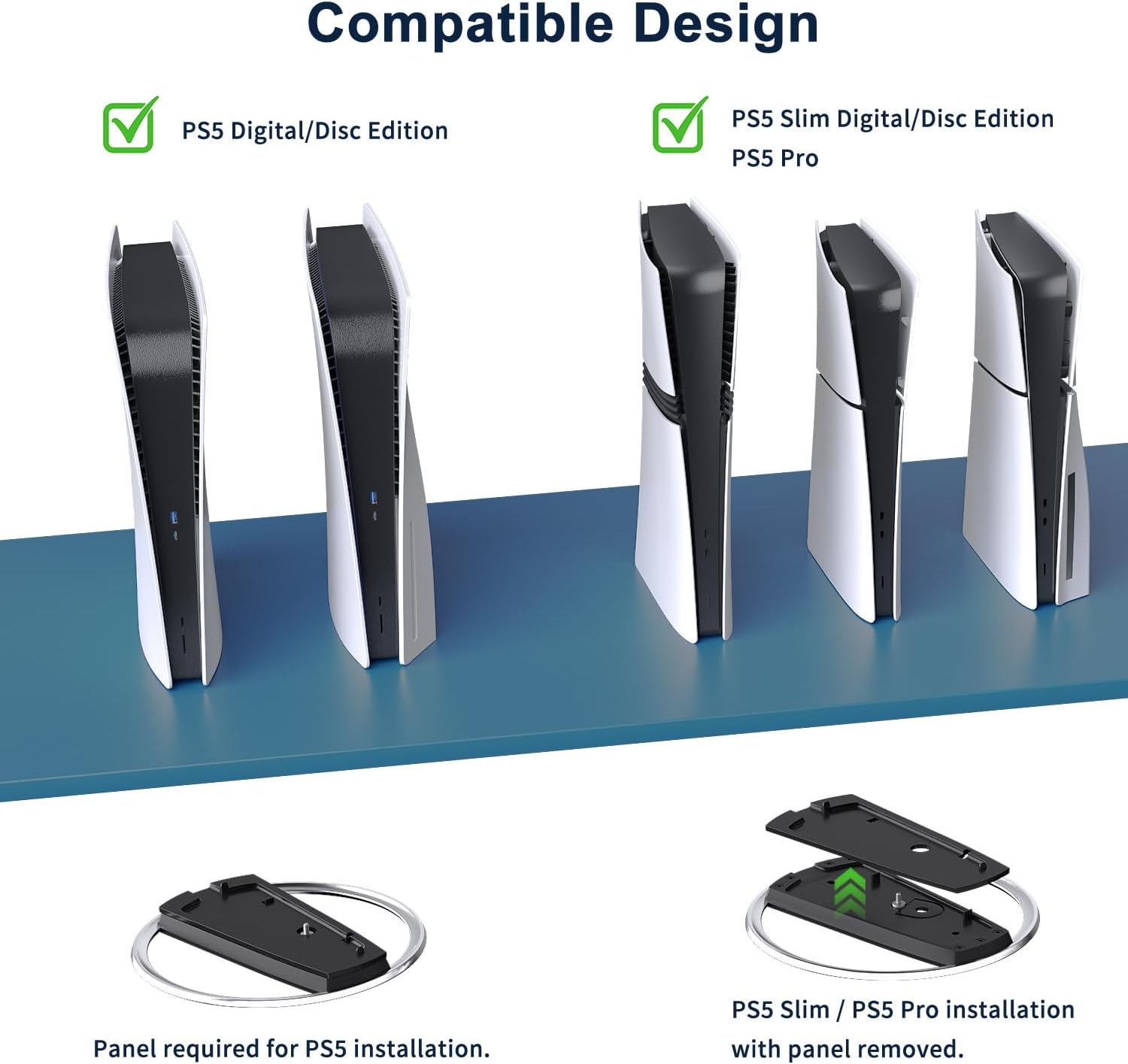 PS5 Pro Vertical Stand, Base para for PlayStation 5, Black Vertical Console Brackets with Anti-Slip Pads, Space Saving Console-Stand, PS5 Accessories, Aluminium Alloy Bracket - Image 2