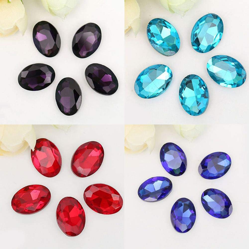 PENVEAT Ovale sfaccettato Molti Siez e Molti Colori Artigianato Gemme Fai-da-Te Strass High Shine Nail Art Stones, Purple, 20 x 30mm 5pcs